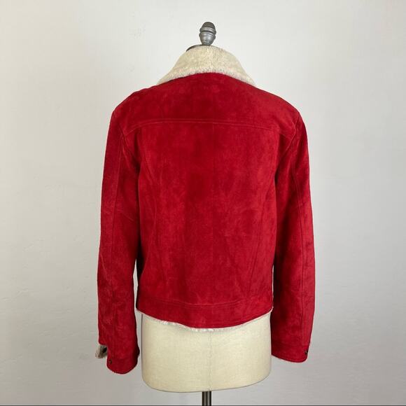 Saint Laurent Red Suede Boyfriend Shearling Jacket NWT XLarge - Picture 7 of 11